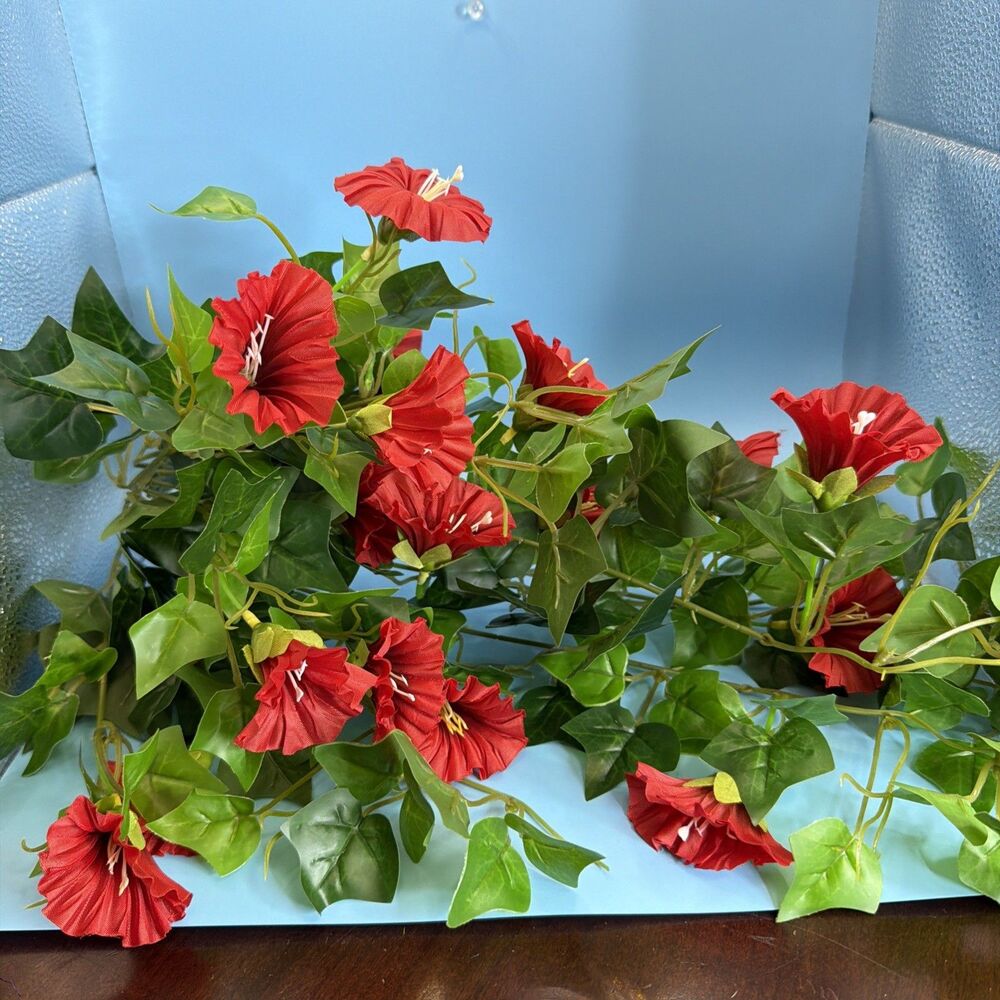 Artificial Flowers for Outdoors UV Resistant Fake Hanging Plants Red